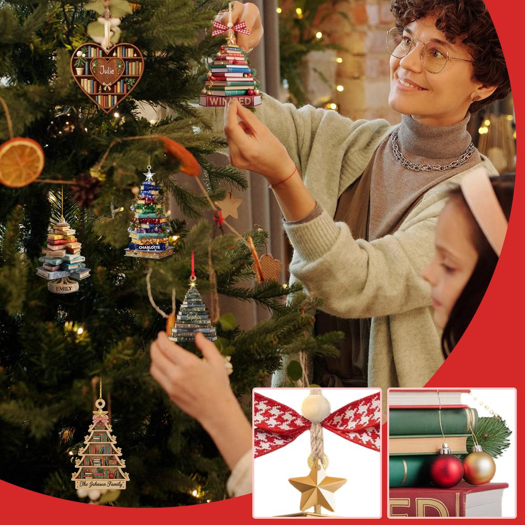 Christmas Book Tree Ornament ACRYLIC, Book Gift, Book Lover Gift, Book Ornament, Book Gift, Book Lover Gift, Librarian Gift