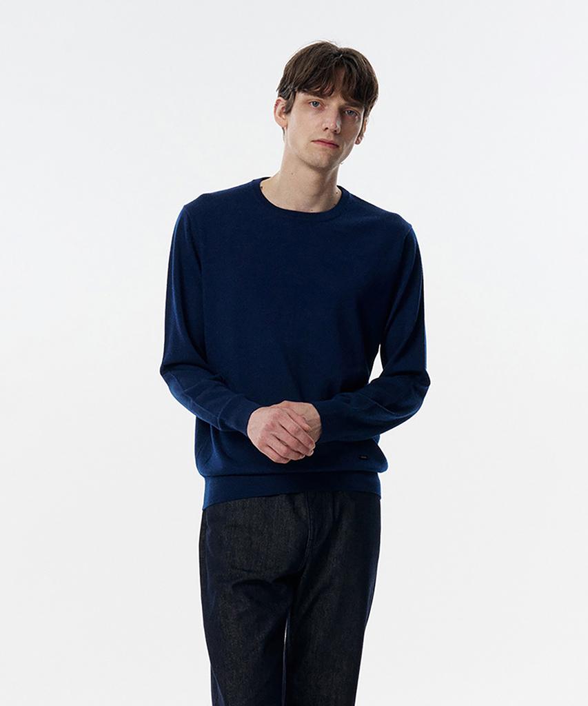 TAILDERN William Lightweight Crewneck Sweater Wool Navy