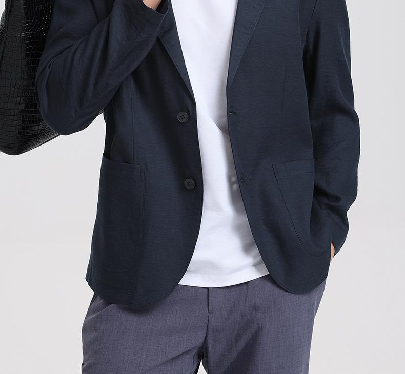 Langdeng Men's Spring and Summer Lightweight Breathable Sunscreen Tencel Linen Casual Suit Jacket