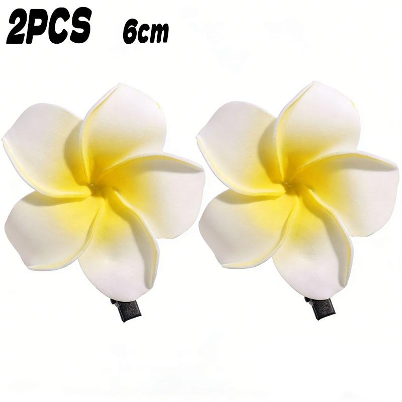 

2/20pcs Beach Style 6/7cm Frangipani Hair Clip for Flyaways Fresh Summer Look Realistic Flower Design Women