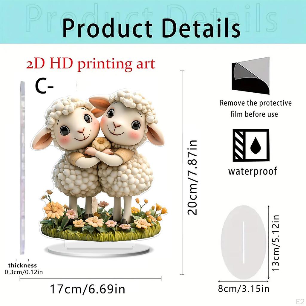 Dekoracja Owca 2D Akrylowa Dekoracja Stołu Płaska Tabliczka na Biurko do Kuchni