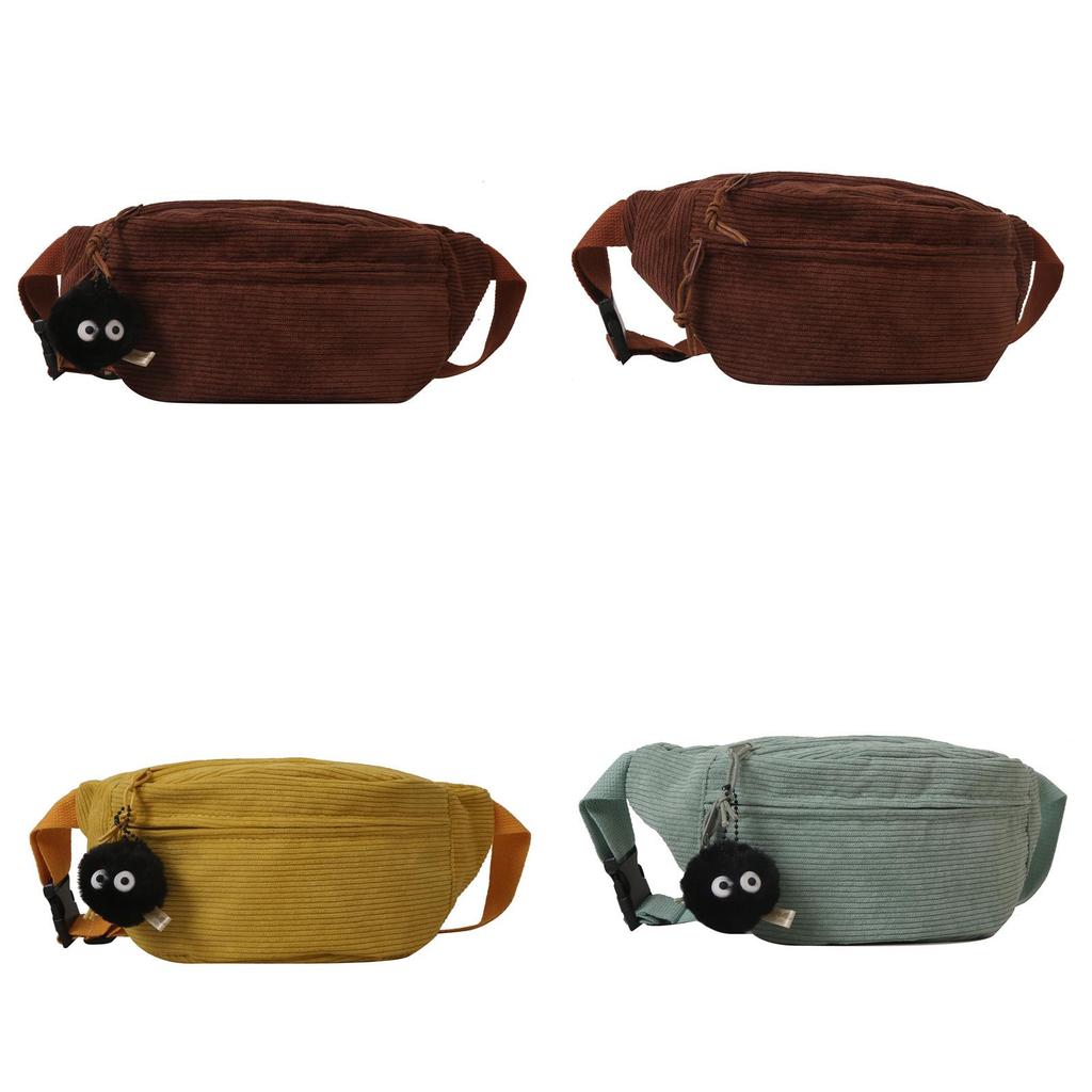 Fashion Corduroy Crossbody Bag For Women With Zipper Closure And Interior Phone Pocket