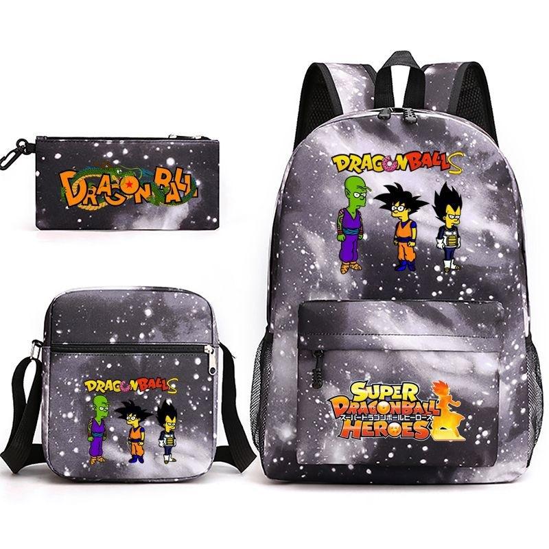Dragon Ball Super Z Printed Backpack 3-Piece Set Casual Outdoor School Bag 3-Piece Set