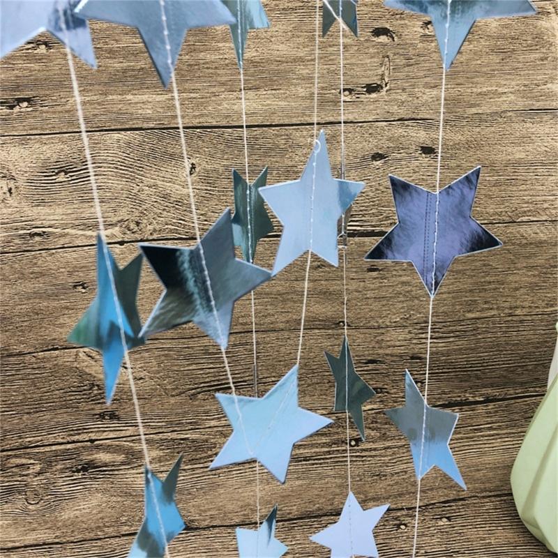 Elegant Star Garlands Decoration Glitters Paper Streame Festival Ornament for Birthday Party Supplies Daily Casual Use