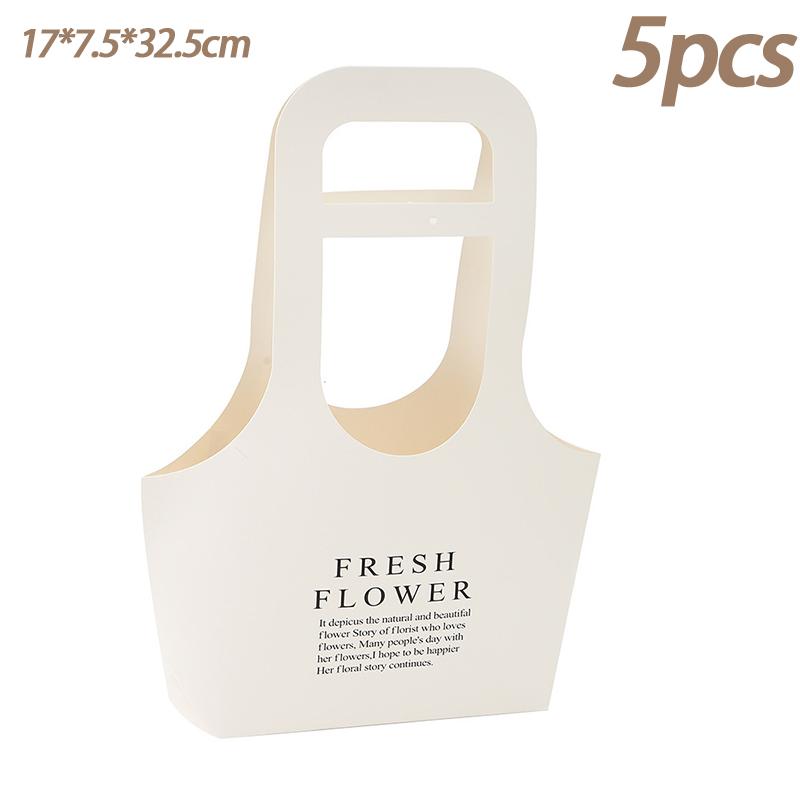 Foldable Waterproof Flower Bag Letter Box Kraft Paper Gift Bags 3Pcs Handbag