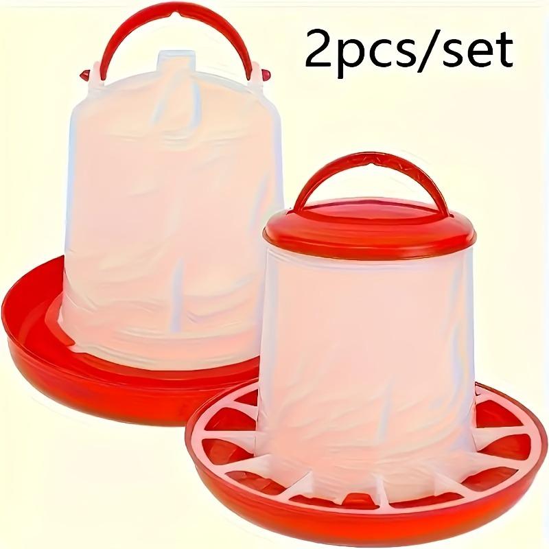 

2-Pack 7.28+7.09 Inch Automatic Feeders and Water Dispensers for Chickens, Ducks,and Geese,Sturdy Easy to Use, Ideal for Ranches