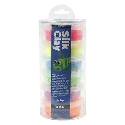 Assortiment Pâte à modeler autodurcissante Silk Clay - Fluo - 6 pcs