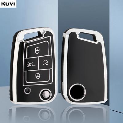 4 Button TPU Car Flip Key Case Cover Shell For VW Volkswagen Golf 7 MK7 Tiguan MK2 Seat Ateca Leon FR Ibiza Skoda Octavia Kodiaq