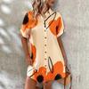 Vacation Flowy Printed Shirt Dress - Women's Loose Casual Blouse Dress