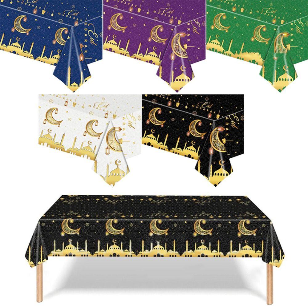 Disposable Eid Mubarak Tablecloths Plastic Table Cover 2025 Ramadan Decoration  Party Supplies