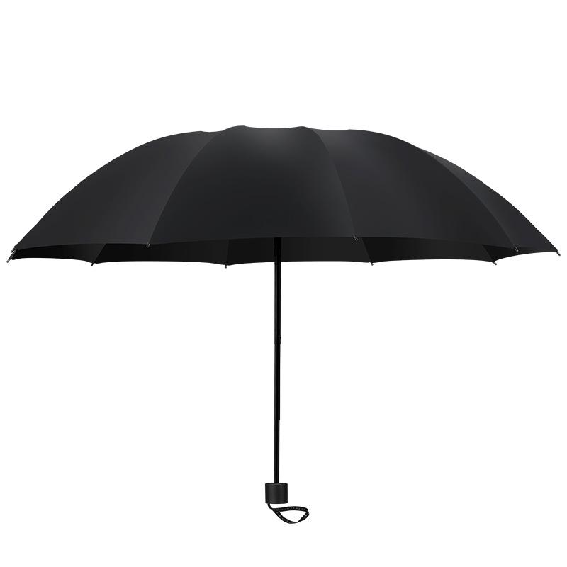 Yu Zhong Dual-Use Large Folding Umbrella for Men & Women, Sun & Rain Protection, Black Glue Shade, Perfect Gift.