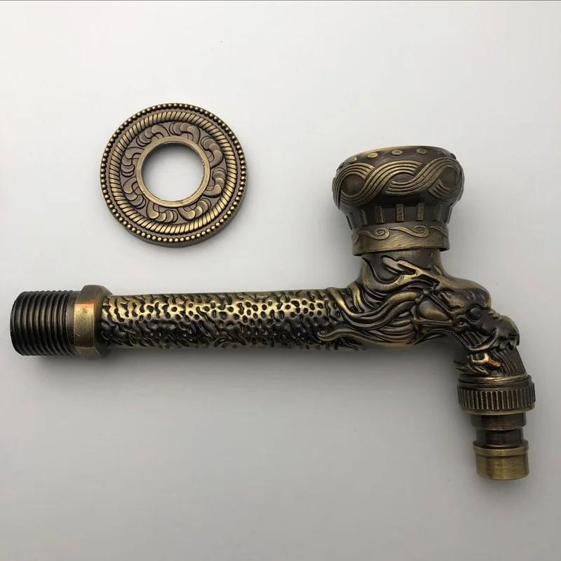 Doodii Carved Wall Mount Zinc Alloy Antique Bibcock Garden Wash Basin Faucet Decorative Outdoor Garden Mop Taps Torneira Parede