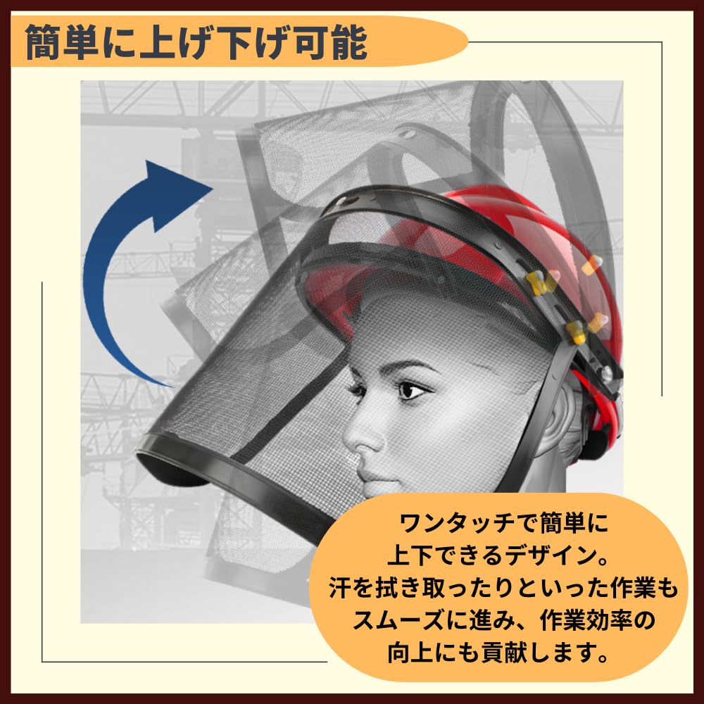 ideamall Helmet with Face Shield and Visor for Weeding (Red)