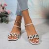 Fashion 2025 Brand Ladies Shoes Buckle Strap Women's Sandals Fashion Metal Decoration New Open Toe Plus Size Comfortable Flat Sandals