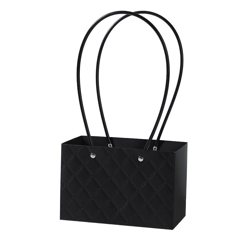 

Portable Flower Box Waterproof Paper Convenient Gift Bag Kraft Paper Handbag Wedding Rose Party Gift Box Packaging Shopping Bags чорний