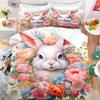 Joli Ensemble de Linge de Lit Lapin, Housse de Couette Lapin Dessin Animé Pour Enfants Garçons Filles, Ensemble de Linge de Lit Lapin Fille 2 Pièces Housse de Couette