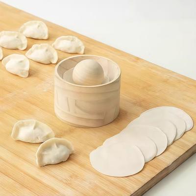 Wooden Dumpling Skin Maker with Nonstick Coating Quick Dumpling Wrapper Maker Hand Pie Rolling Tool for Family Use