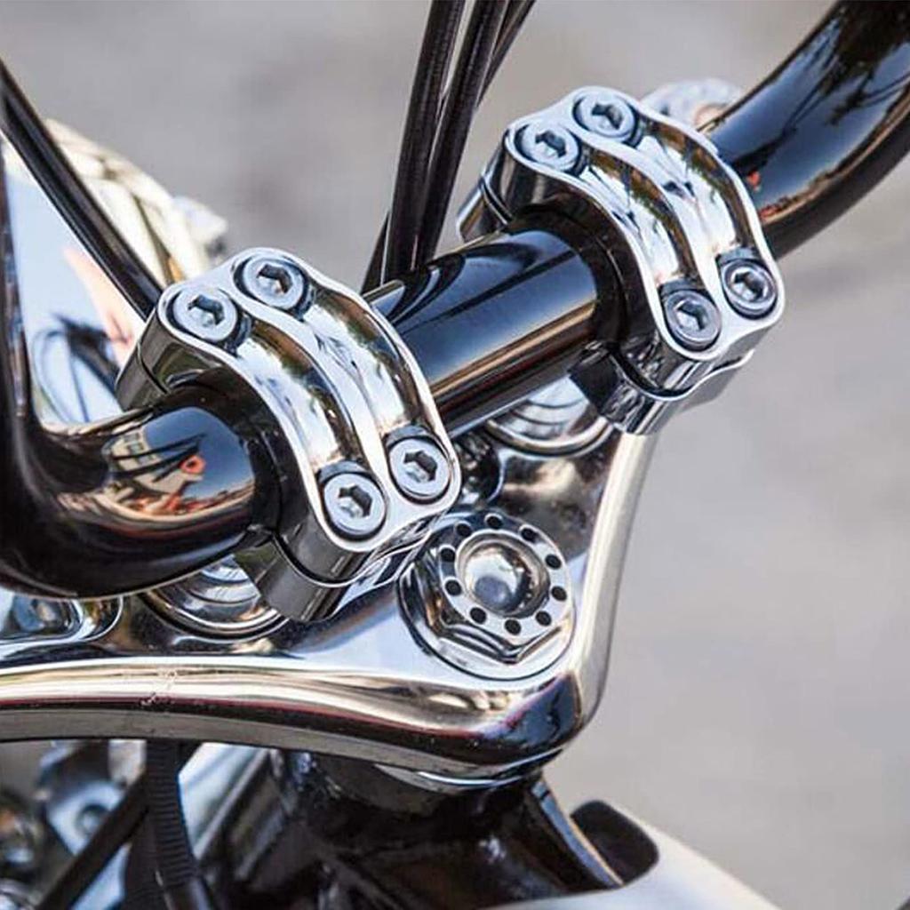 HDBUBALUS Motorrad Lenkerposten Zoll Motorrad Lenkererhöhung 32mm Lenkerbefestigungshalter Klemme Universal für Harley 2 Stück Chrom Aluminium