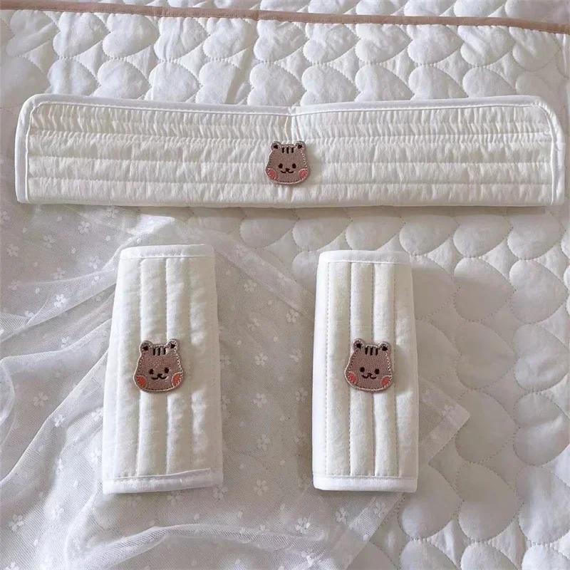 3pcs Baby Stroller Front Armrest Protective Cover Cotton Trolley Towel Children's Drool Towel Kids Seat Bib Stroller Accessories