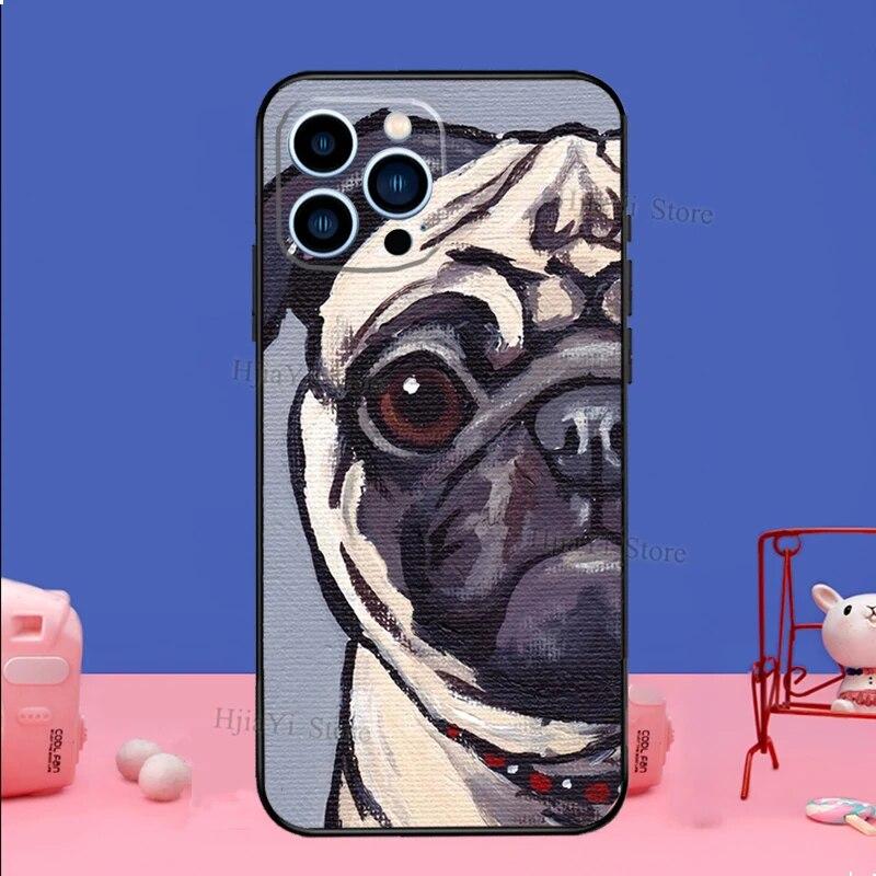 Etui na telefon Mops Pies do iPhone'a Samsung Galaxy Redmi Xiaomi Oppo OnePlus Note SA 7 8 9 10 11 12 13 14 20 21 22 23 53 54 Pro Max Plus Ultra TPU Miękkie