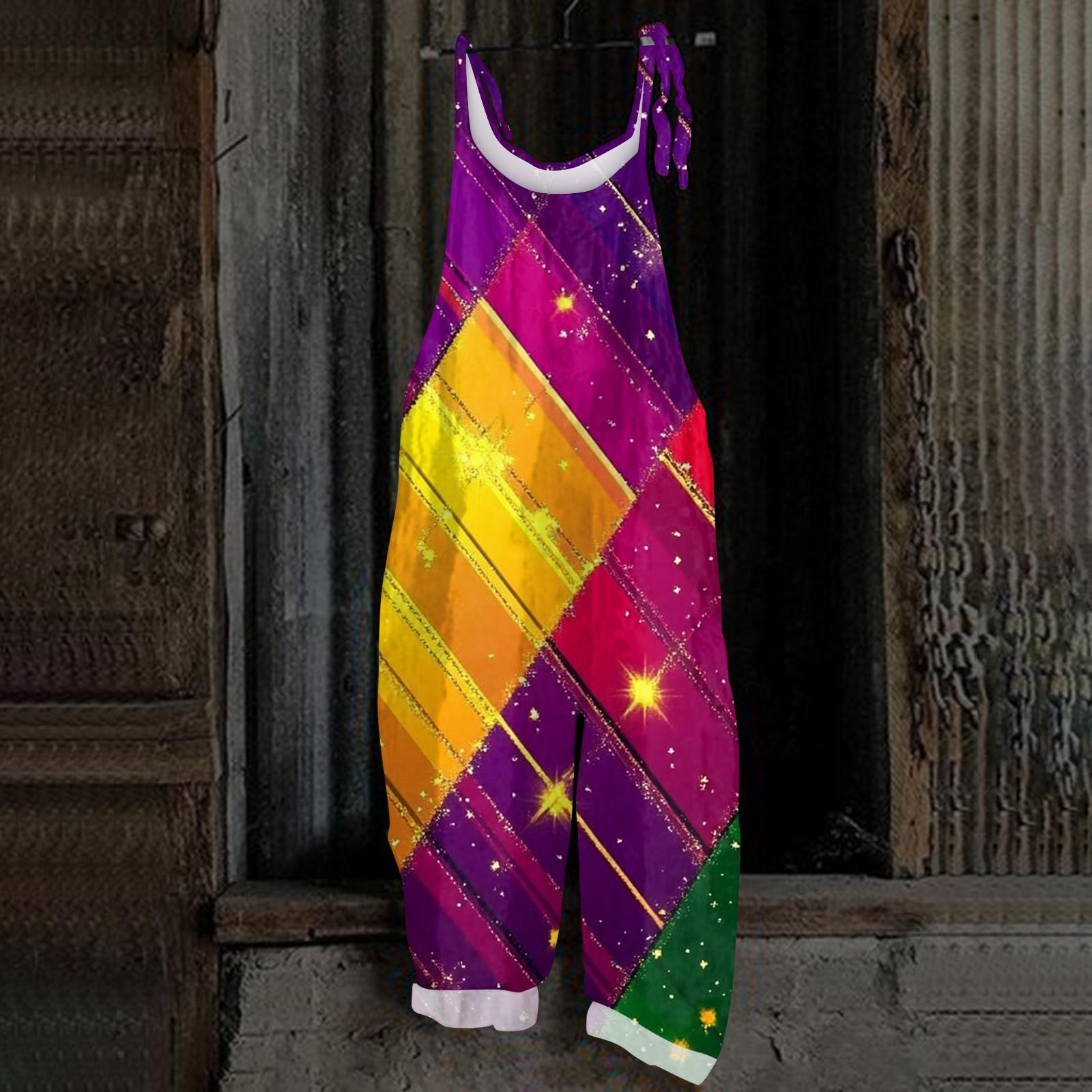 

Women s Casual Jumpsuit Sleeveless Carnival Mask Print Loose Retro Overalls Jumpsuit M