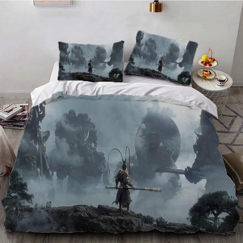 

Комплект из трех предметов Black Myth Wukong Покрывало с цифровой печатью Постельное белье Простыня Комплект из четырех предметов 173*218