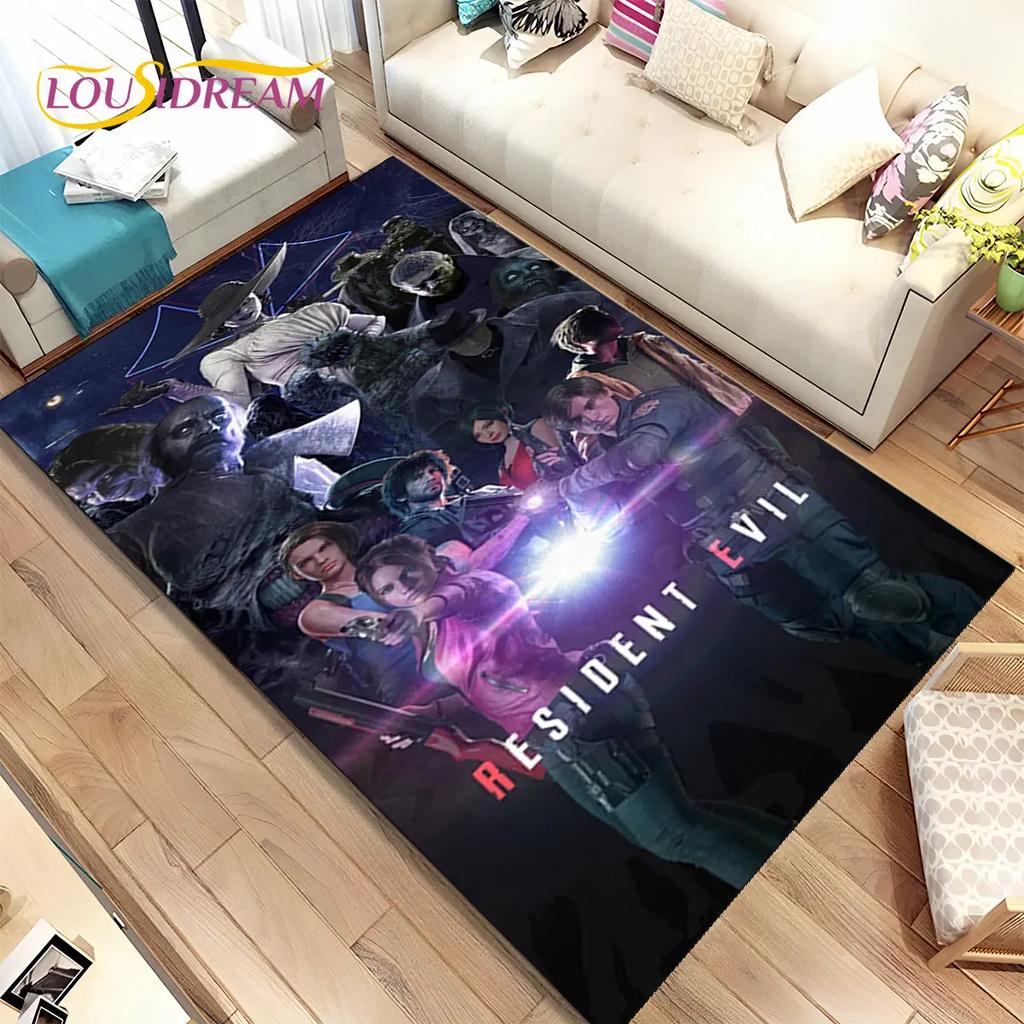 3D R-Resident Evil Games Gamer Area Rug,Carpet Rug for Living Room Bedroom Sofa Doormat Decoration, Kids Play Non-slip Floor Mat