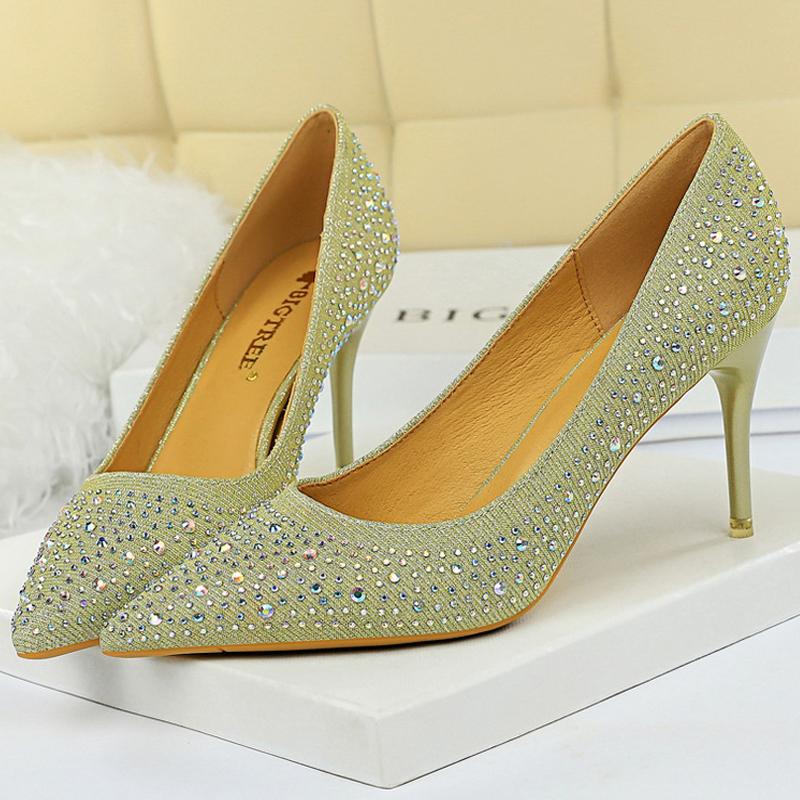 Duży rozmiar 43 Damskie czółenka Buty ślubne Błyszczące cyrkoniami Panna Młoda Szpilki 7 CM 10 CM Luksusowe czółenka Buty imprezowe