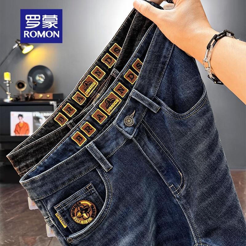 

Romon Men s Embroidered Straight-Leg Jeans 30