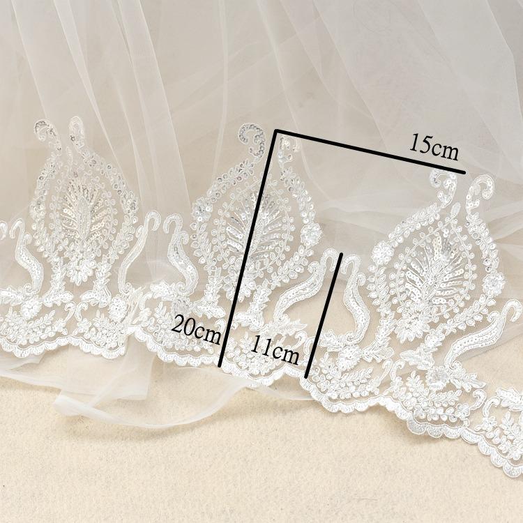 Sequins Embroidered Lace Accessories Wedding Veil Handmade Diy Material Accessories Table Flag Curtain Lace Fabric