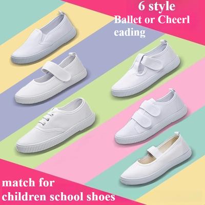 Fashion Kids' Classic Solid Canvas Sneakers Comfortable White Athletic Shoes Boys Girls School Sports Cheerleading Breathable Footwear