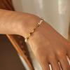 Glass Pearl Shaped Water Drop Cast Water Drop Bracelet Stainless Steel 18K Gold Plated Waterproof Summer Jewelry