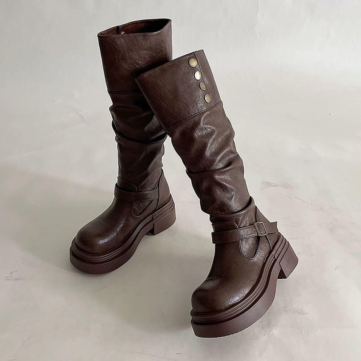 

American Spice Girls Platform Boots Women s 2025 Summer New Versatile Skinny Absolutely Knight Boots 40