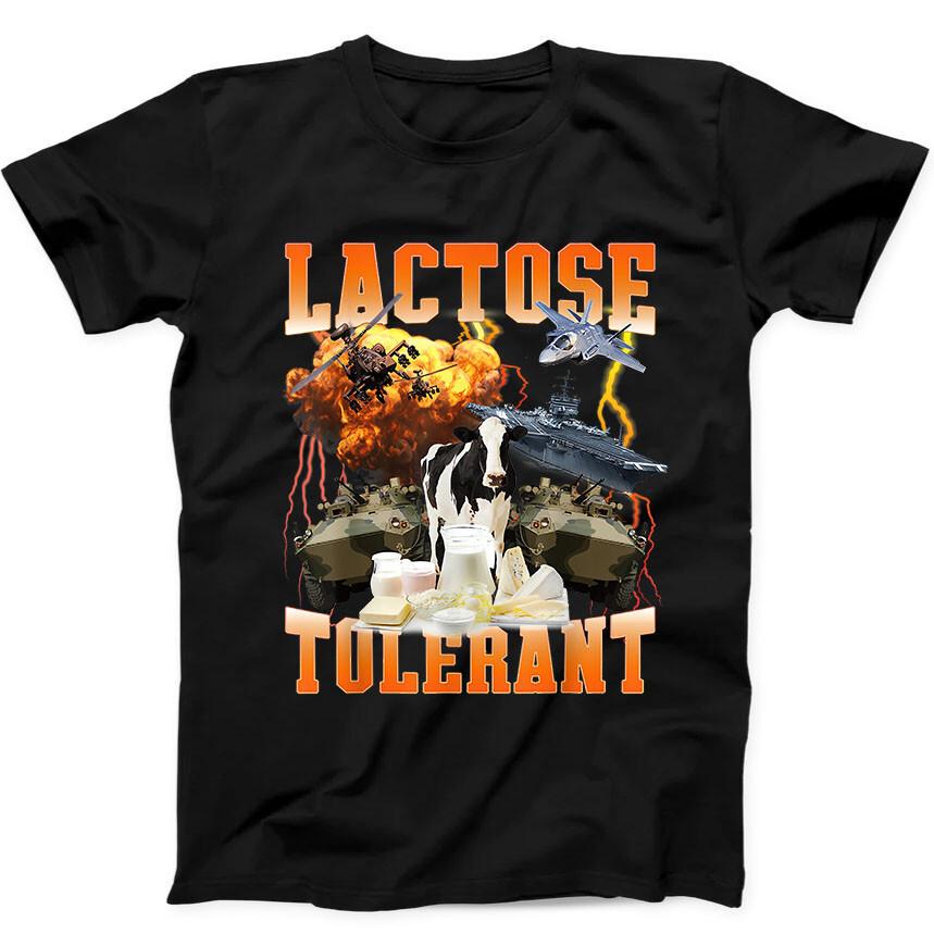 

Lactose Tolerant Milk Cheese Diet Gym Workout Funny Gift Tee Black T Shirt 376 2XL
