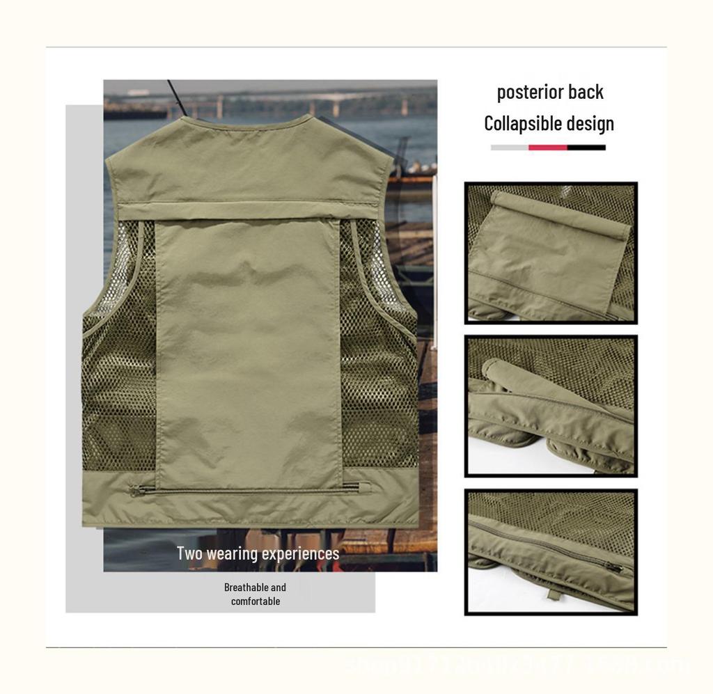 Bedruckte Outdoor-Arbeitsweste mit mehreren Taschen für den Sommer