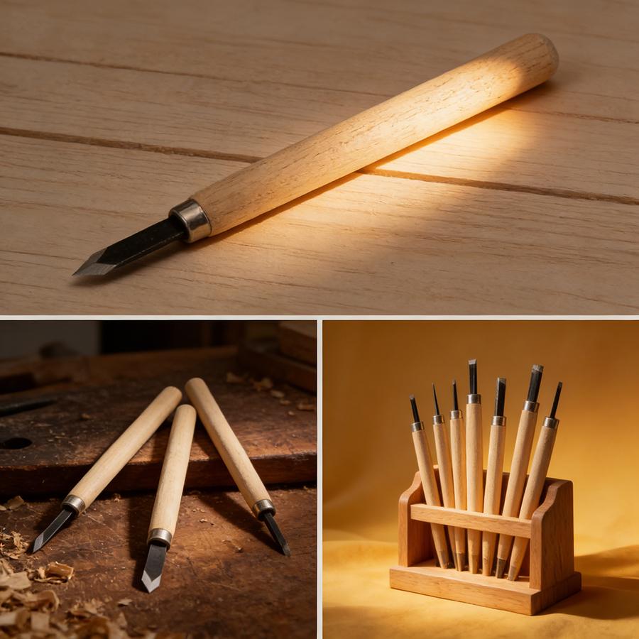 6/8/12Pcs Wood Carving Tools Set Metal Blades with Wood Handles Precision Craft Knives for Woodworking, Sculpting & DIY Project