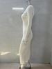 Damen Langarm Herbst/Winter Woll Bodycon Kleid - Gestrickt, Gerippt, Einfarbig, Rundhals
