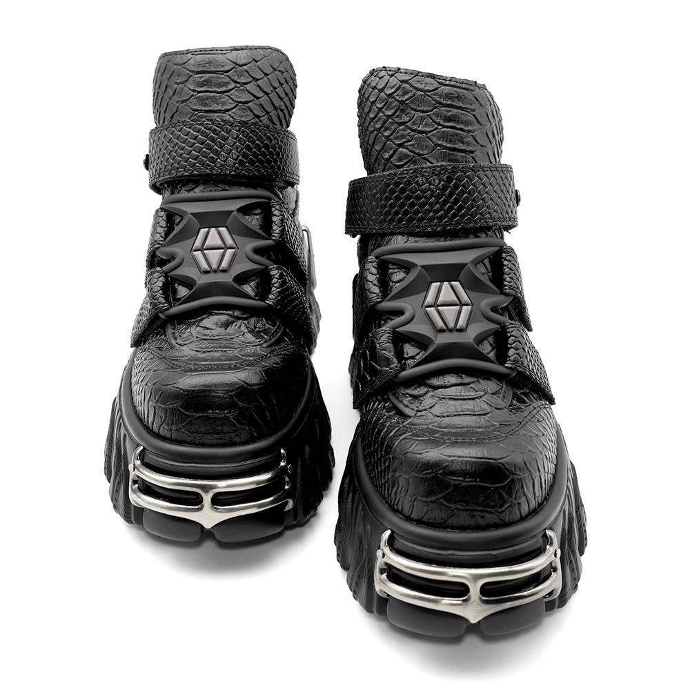 Nye Punkstil Damesko Snøresko Hælhøyde 6CM Platformsko Dame Metalldekor Dame Sneakers Gotiske Ankel Rockestøvletter