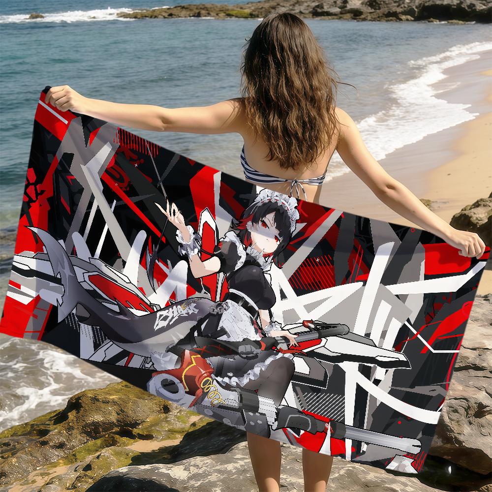 Game Ellen Joe Zenless Zone Zero Shark Cute Towel Soft Dry Beach Towels Trip Towel Swim Summer Vacation Bathing Pool Camp Gift