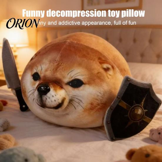 Novelty Home Decor 35/45CM What The Dog Doing Plush Toy, Funny Shiba Plushie, Detachable Comfortable Stuffed Doll Knife Shield Doll, Soft Pillow,