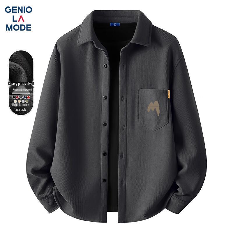 GENIOLAMODE Men s Winter Corduroy Fleece-Lined Casual Shirt 2XL