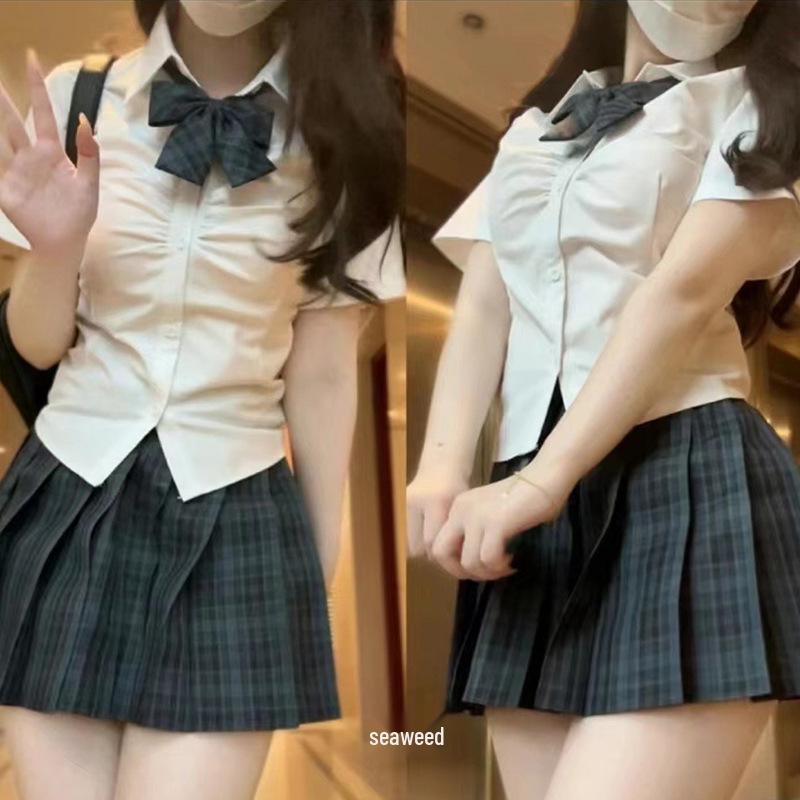 Japanese Academy Style High Waist Plaid Pleated Skirt - Flower Sea Collection