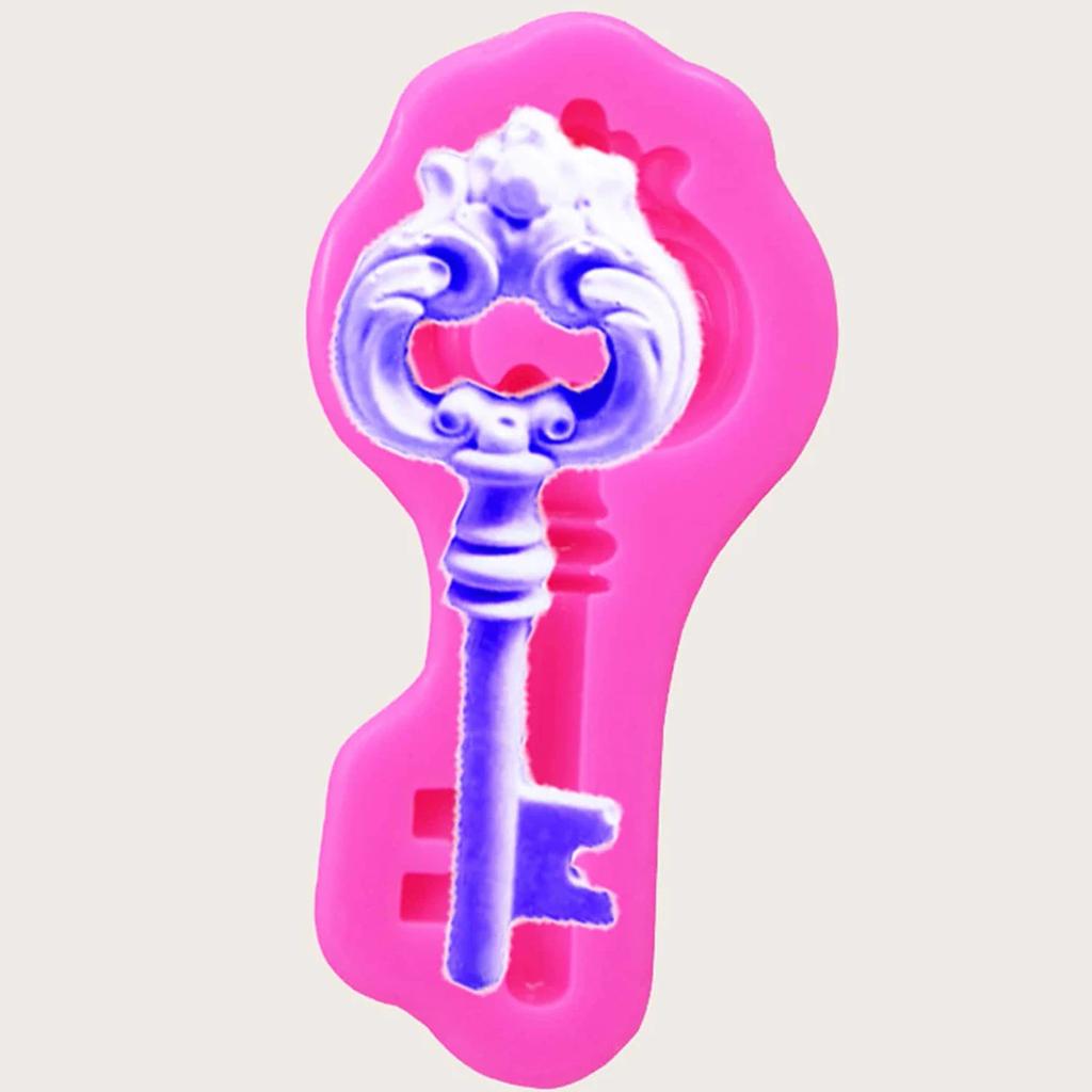 1pc- Moule en silicone vintage en forme de clé, moule à chocolat pour gâteau retourné au sucre, moule en plâtre pour aromathérapie