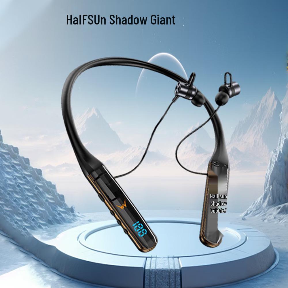 Shadow Giant Bluetooth Neckband Headset with Crystal Display and Extended Battery for Unisex Sports and Gaming