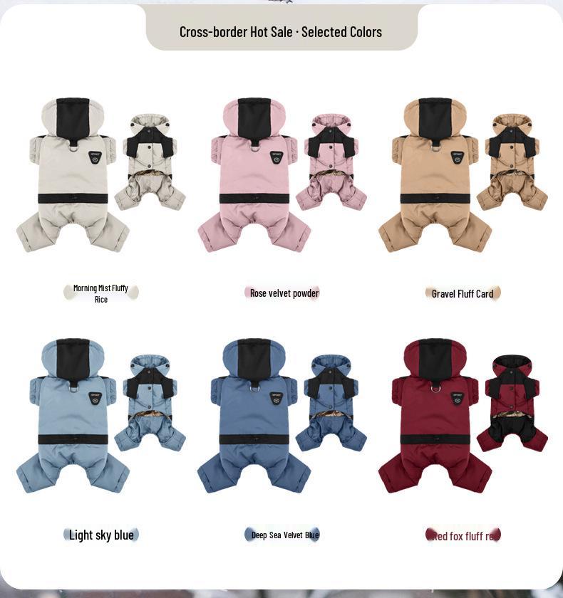 Autumn/Winter Pet Dog Four-Legged Hooded Cotton Coat for Teddy & Bichon Puppies