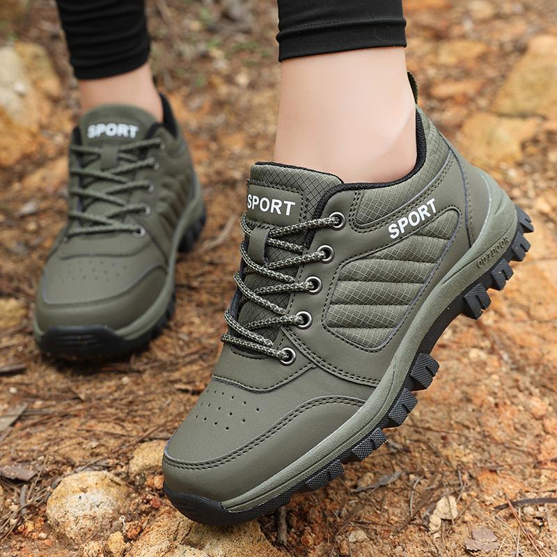 Anti-slip Hiking Shoes for Women Breathable Casual Trainers PU Leather Wear-resistant Outdoor Sneakers for Camping Trekking
