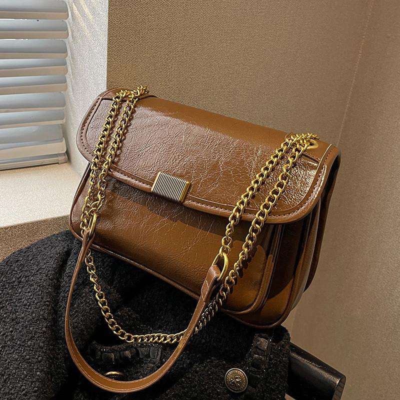 IELGY Versatile Fashion Retro Chain One Shoulder Crossbody Small Square Bag