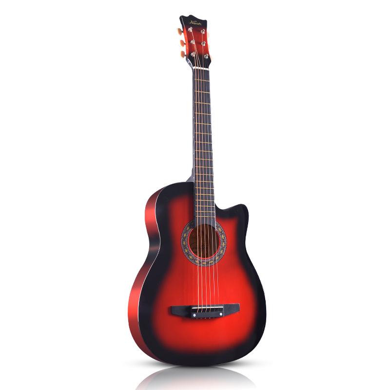 Red Cotton zs-1 38" Beginner Folk Guitar - Wooden Steel String for Boys & Girls
