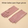 1 Pair Women Gloves Reflective Letter Warm Winter Bright Color Nail Gloves for Outdoor