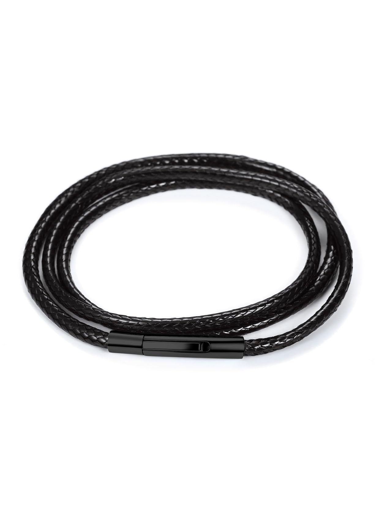 

String Waxed Long Metal Thickness Length 75cm [ChainsPro] Men s Necklace, Black, Cord, Leather, Chain, Hypoallergenic, 3mm, чорний